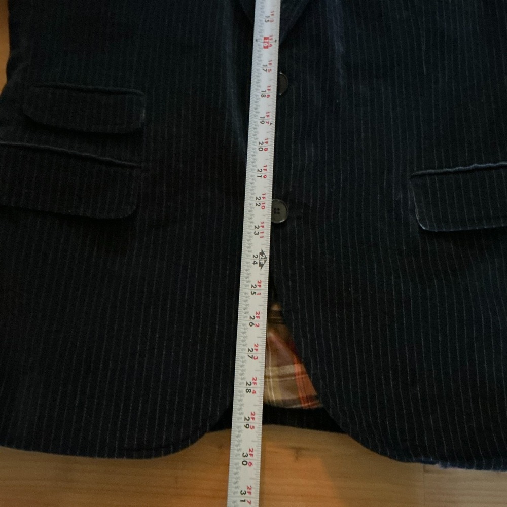 Drykorn Oslo Pinstripe Blazer 54 /44R Black Velvet Cotton Sport Coat Plaid Lined - Picture 10 of 11